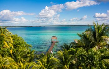 Perfect,View,Of,Caribbean,Lagoon,Bacalar.,Seven,Color,Water.,Pier
